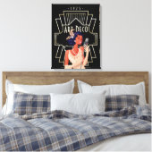 Art Deco 1920s Lady Singer Gold Lijst Black Canvas Afdruk (Insitu (Slaapkamer))