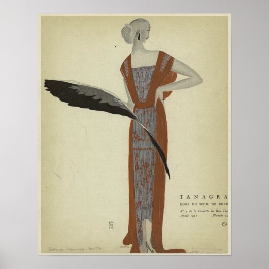 Art Deco 1920s Modes ~ Roos du Soir Poster (Voorkant)
