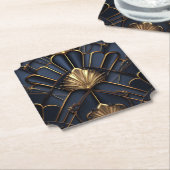Art Deco 1920's Navy Blue & Gold Elegant Kartonnen Onderzetters (Gekanteld)