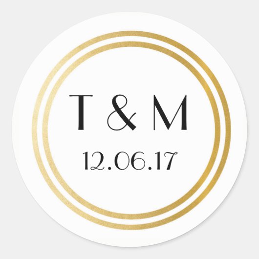 Art Deco 1920s Stickers Wit Goud Rond Label (Voorkant)