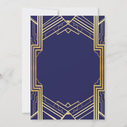 Art Deco 1920's Verjaardag Nodig Gatsby Gold Pary Kaart (Achterkant)