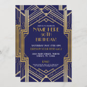 Art Deco 1920's Verjaardag Nodig Gatsby Gold Pary Kaart (Voorkant / Achterkant)