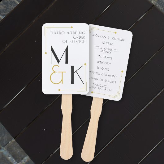 Art Deco 1920s Wedding Order of Service Hand Fan Handwaaier