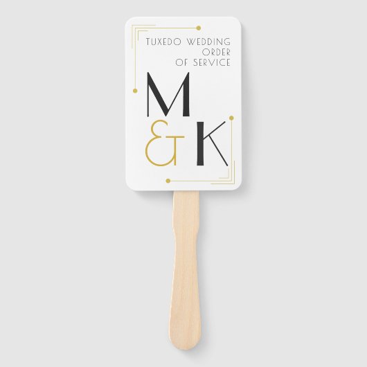 Art Deco 1920s Wedding Order of Service Hand Fan Handwaaier (Voorkant)