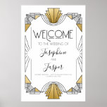 Art Deco 1920s White and Gold Welcome Sign Poster<br><div class="desc">Art Deco 1920s Roaring 20s Birthday Wedding Baby shower Vrijgezellenfeest Jubileum Corporate Holiday White en Gold Wecome Sign</div>