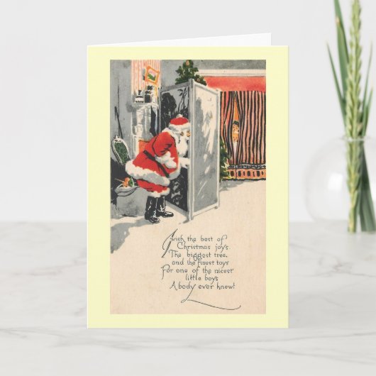 Art Deco 1921 Sinterklaas en Nice Boy Vintage Feestdagen Kaart (Voorkant)