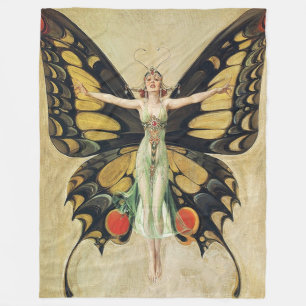 Art. Deco 1922 vlinder Vloeiende vlam Fleece Deken