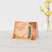 Art Deco 1930 verjaardag Kaart (Gele Bloem)