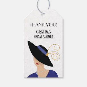 Art Deco 1930 Vrouw in Pet Vrijgezellenfeest Cadeaulabel