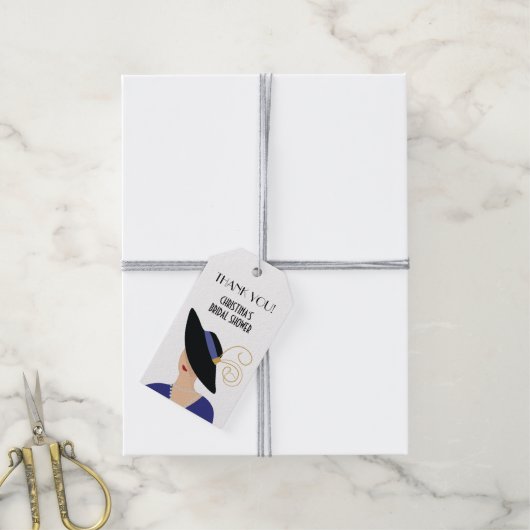 Art Deco 1930 Vrouw in Pet Vrijgezellenfeest Cadeaulabel (Met Touw)