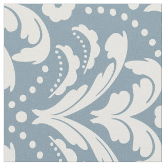 Art Deco 1930s Floral Damask Blue en White Stof