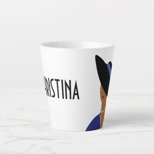 Art Deco 1930s Mode Bord Vrouw in zwart Pet Latte Mok (Voorkant)