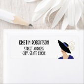 Art Deco 1930s Mode Vrouw in zwart Pet Adres Etiket (Insitu)