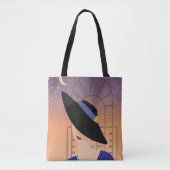 Art Deco 1930s Vrouw in Pet met Chrysler Building Tote Bag (Voorkant)