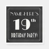 Art Deco 19th Birthday Party met aangepaste naam Servet (Voorkant)