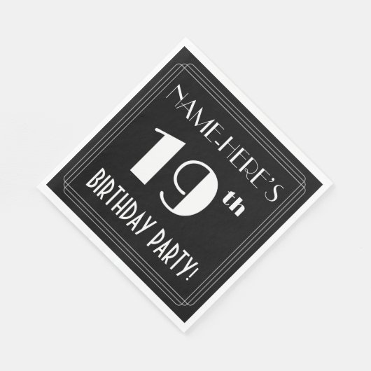 Art Deco 19th Birthday Party met aangepaste naam Servet (Hoek)