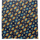 Art Deco 1 blauw sinaasappel Douchegordijn (Voorkant)