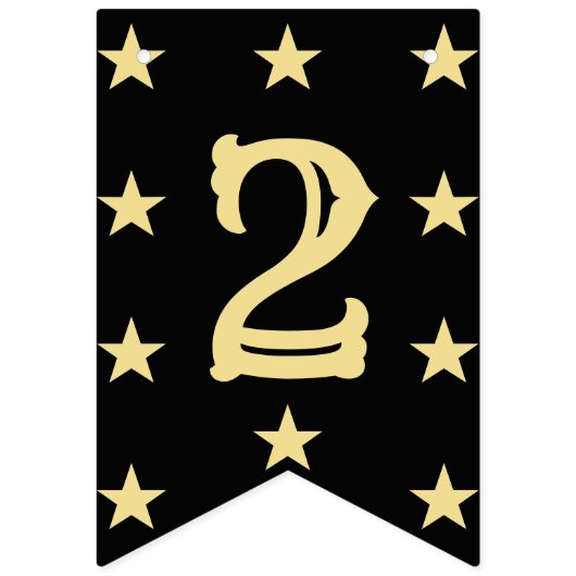 Art Deco 2026 Gelukkig Nieuwjaarsfeest Zwart Faux Vlaggetjes (Eerste vlag)