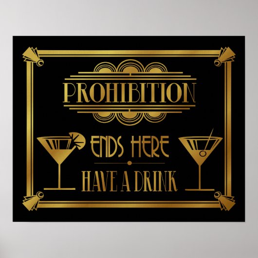 Art Deco 20: "Cocktail Bar GOLD Poster (Voorkant)