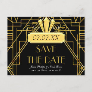 Art Deco 20 Gold & Black Gatsby Event Briefkaart