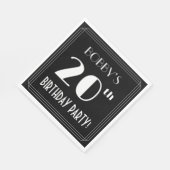 Art Deco: 20e verjaardag met aangepaste naam Servet (Hoek)