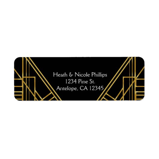 Art Deco 20's Gold & Black Gatsby adresetiketten Etiket (Voorkant)