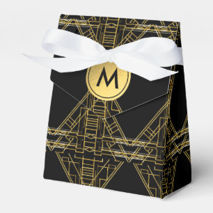 Art Deco 20's Goud & Zwart Gatsby Favor Dozen Bedankdoosjes
