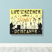 Art Deco 20s Retro Sunny Demeanor Inspirerend Canvas Afdruk (Insitu (Houten vloer))