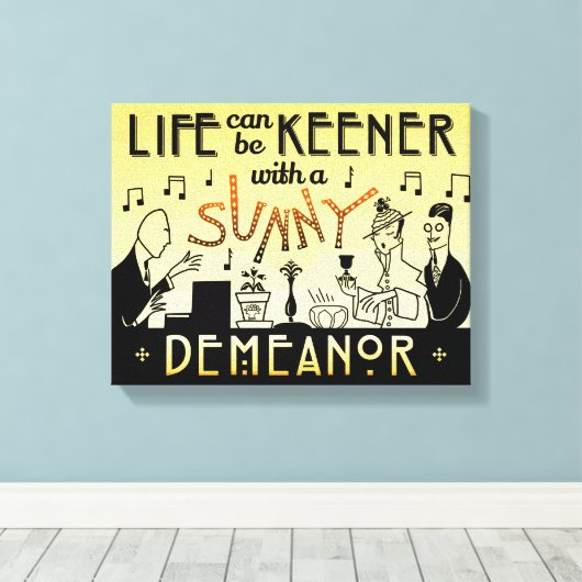 Art Deco 20s Retro Sunny Demeanor Inspirerend Canvas Afdruk (Insitu (Houten vloer))