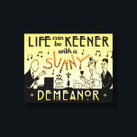 Art Deco 20s Retro Sunny Demeanor Inspirerend Canvas Afdruk<br><div class="desc">Dit unieke, antiek ontwerp is gemaakt om eruit te zien als 20s Art Deco uit de tijd van Gatsby. De twee mannen en een vrouw in het ontwerp verschenen oorspronkelijk in een echte kandlestick advertentie uit de jaren 20 in een krant. Hier zijn ze gemaakt tot muzikanten en partijgoers. Het...</div>