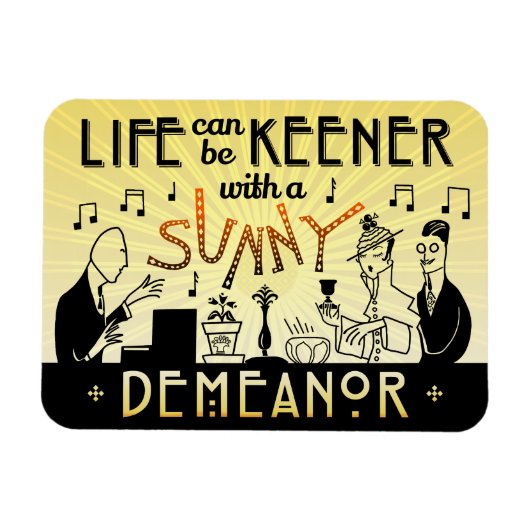 Art Deco 20s Retro Sunny Demeanor Inspirerend Magneet (Horizontaal)