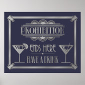 Art Deco 20's stijl "Cocktail Bar SILVER Poster (Voorkant)