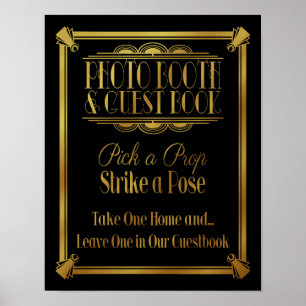 Art Deco 20's stijl "Fotomoment & gastboek Poster