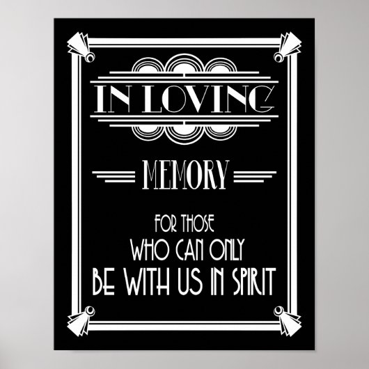 Art Deco 20's stijl "IN LOVING MEMORY Poster (Voorkant)