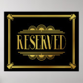 Art Deco 20's stijl "RESERVED-teken Poster (Voorkant)