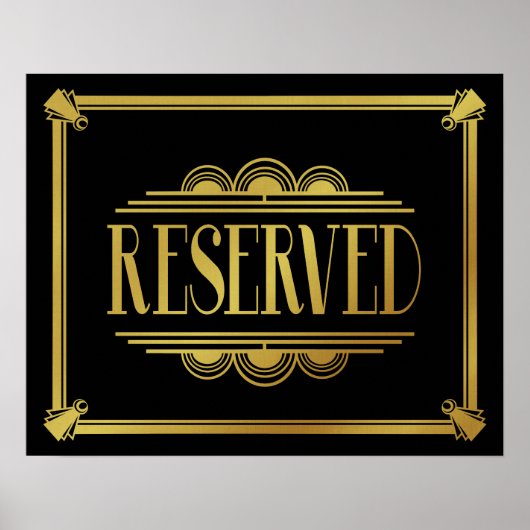 Art Deco 20's stijl "RESERVED-teken Poster (Voorkant)