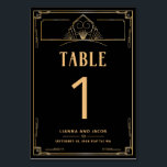 Art Deco 20s Zwart en Goud Trouwtafel Nummer Kaart<br><div class="desc">Voeg een vleugje elegantie toe aan uw receptie met onze Art Deco 20s Black en Gold Trouwtafelnummers, met een gedurfde zwarte achtergrond en luxe gouden geometrische patronen. Deze stijlvolle tafelnummers zullen naadloos aansluiten bij uw Deco-huwelijksthema en uw gasten begeleiden met sophisticatie. Voor elke aanpassing of hulp, neem gerust contact met...</div>