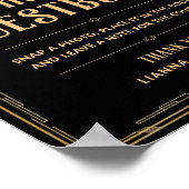 Art Deco 20s Zwart Goud Trouwfoto Guestbook Poster (Hoek)