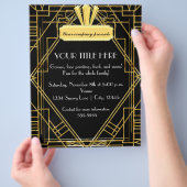 Art Deco 20's Zwarte Gouden Glam Evenement Flyer P (Hand)