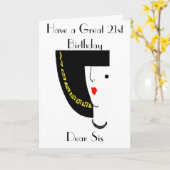 ART DECO 21E VERJAARDAG WENSKAART KAART (Gele Bloem)