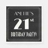 Art Deco 21st Birthday Party met aangepaste naam Servet (Voorkant)