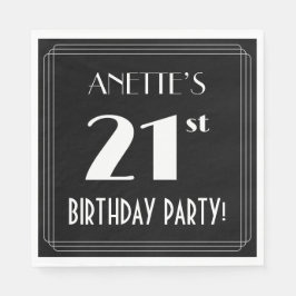 Art Deco 21st Birthday Party met aangepaste naam Servet