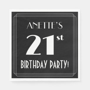 Art Deco 21st Birthday Party met aangepaste naam Servet