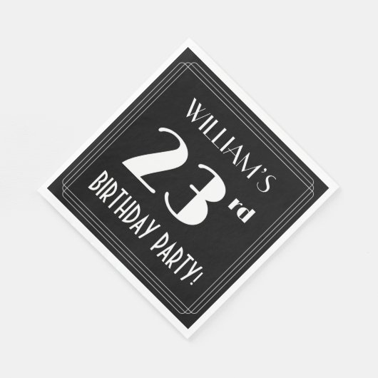 Art Deco 23rd Birthday Party met aangepaste naam Servet (Hoek)