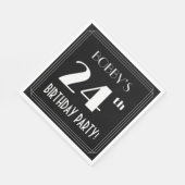 Art Deco 24th Birthday Party met aangepaste naam Servet (Hoek)