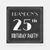 Art Deco 25th Birthday Party met aangepaste naam Servet (Voorkant)