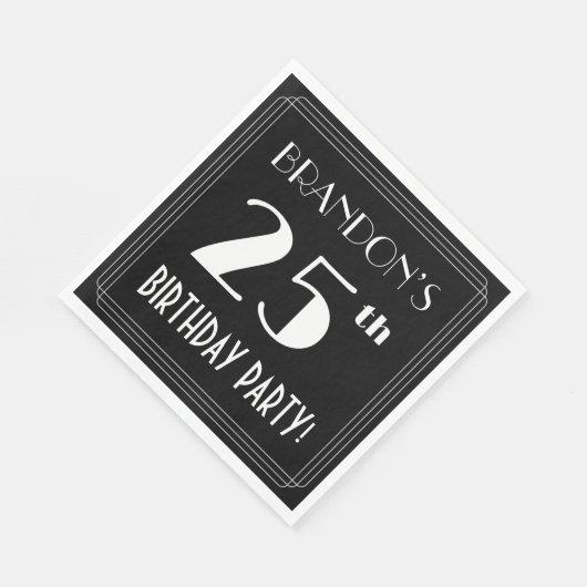 Art Deco 25th Birthday Party met aangepaste naam Servet (Hoek)