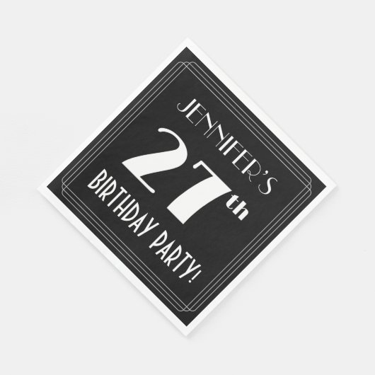 Art Deco 27th Birthday Party met aangepaste naam Servet (Hoek)