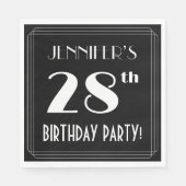 Art Deco 28th Birthday Party met aangepaste naam Servet (Voorkant)
