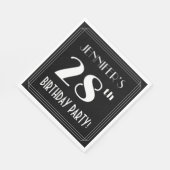 Art Deco 28th Birthday Party met aangepaste naam Servet (Hoek)